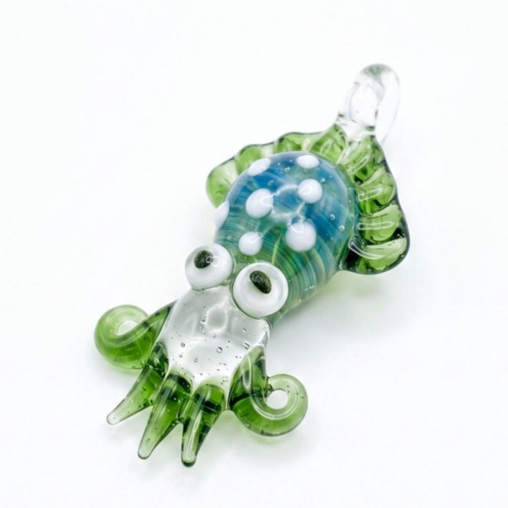LuminaGlaze Handmade Translucent Green Funny Monster Glass Pendant, DIY Charm for Necklace & Bracelet (Cord Not Included) – product image 1