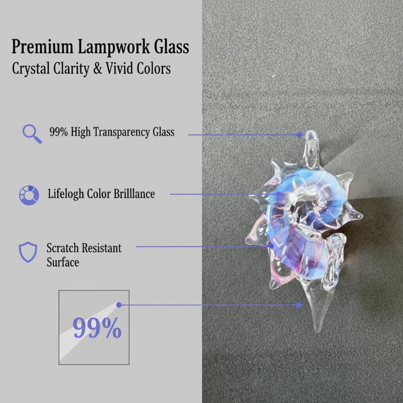 LuminaGlaze Handmade Conch Glass Pendant (Cord Not Included). Exquisite craft for car hanging ornaments, DIY necklaces and – product image 3