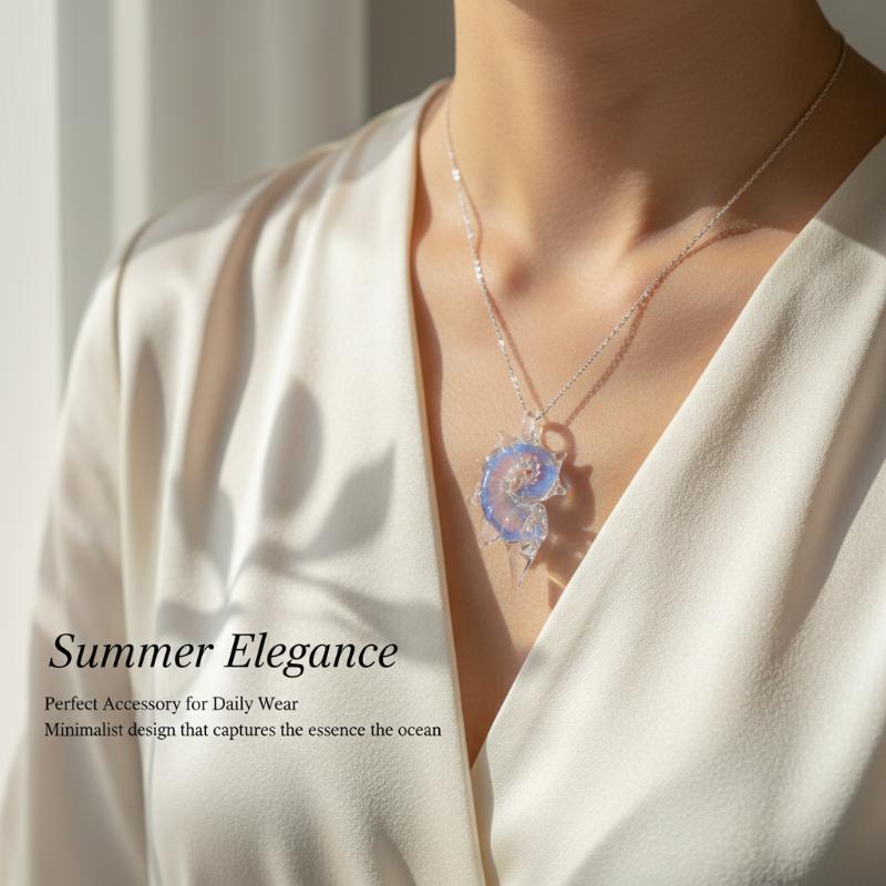 LuminaGlaze Handmade Conch Glass Pendant (Cord Not Included). Exquisite craft for car hanging ornaments, DIY necklaces and – product image 7