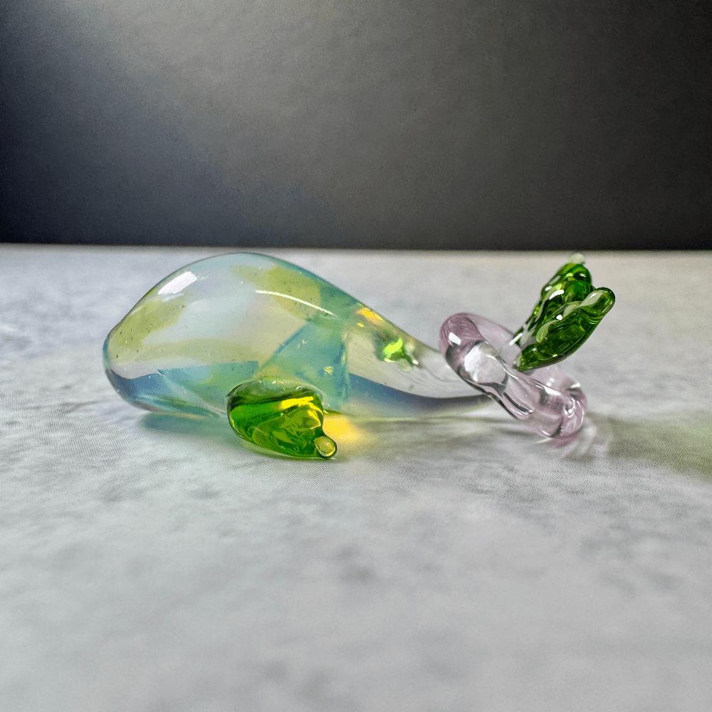 LuminaGlaze Blue-green Glass Whale Ornament, suitable for DIY pendants, bracelets, car and window decorations, elegant jewelry & – product image 3