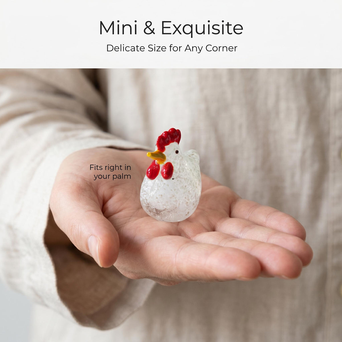 LuminaGlaze Handmade Glass Chicken Figurine Artisan-crafted desk decor for home, office & gifts – product image 4