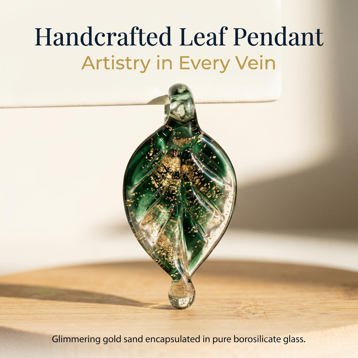 LuminaGlaze Handmade Hand-Blown Glass Leaf Pendant Charm, art glass Jewelry Accessory for Necklaces, Daily Wear & Gifting – product image 1