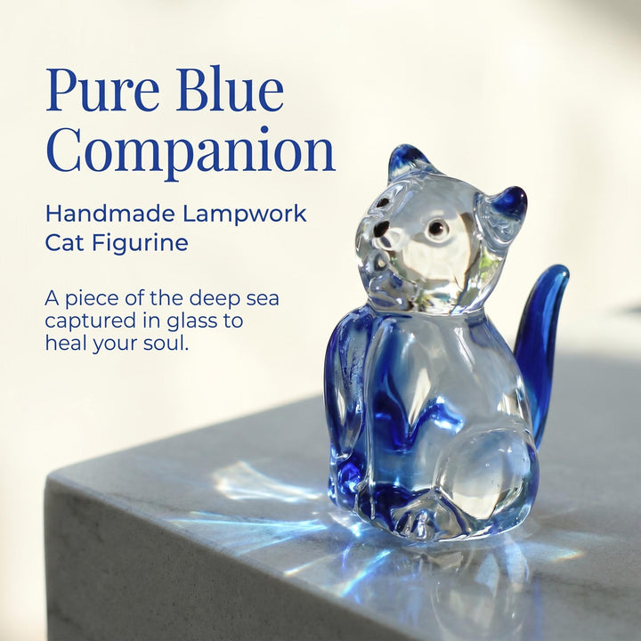 LuminaGlaze Handmade Hand-Blown Glass Cat Figurine, art glass Desk Decor Accessory, TikTok Viral Item – product image 1