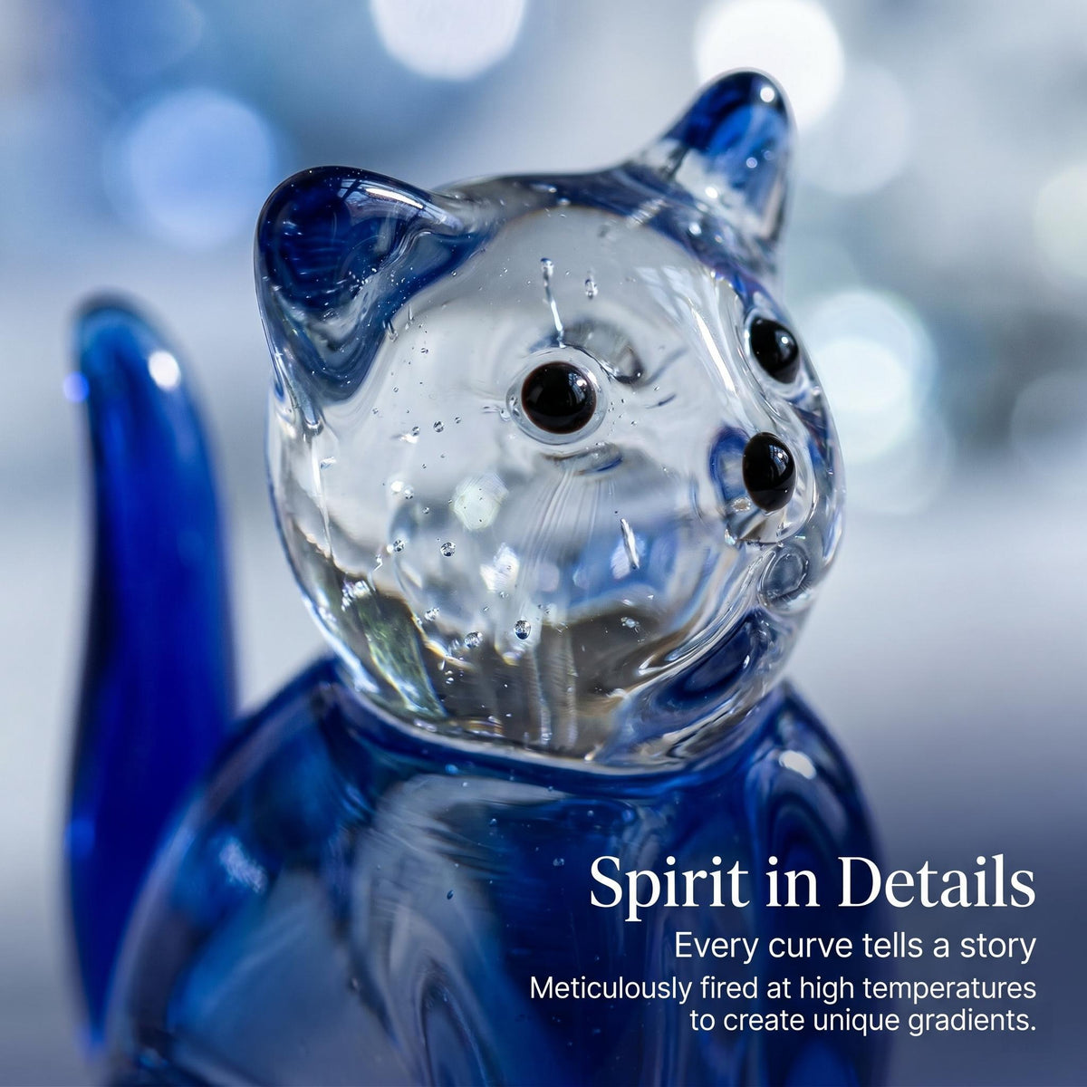 LuminaGlaze Handmade Hand-Blown Glass Cat Figurine, art glass Desk Decor Accessory, TikTok Viral Item – product image 2