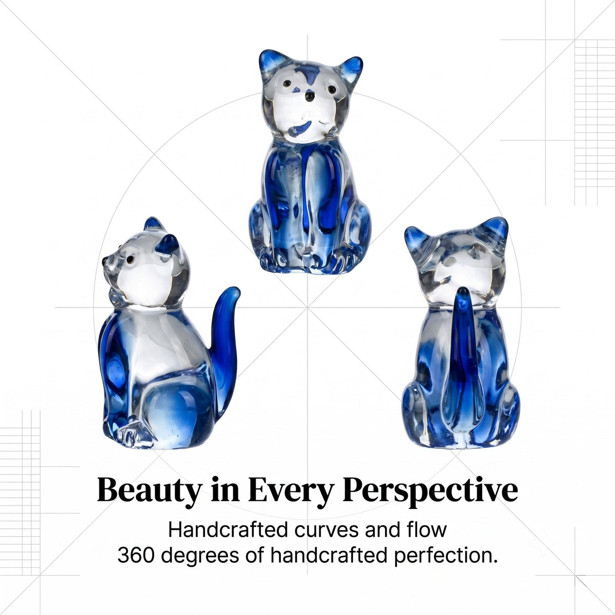 LuminaGlaze Handmade Hand-Blown Glass Cat Figurine, art glass Desk Decor Accessory, TikTok Viral Item – product image 4