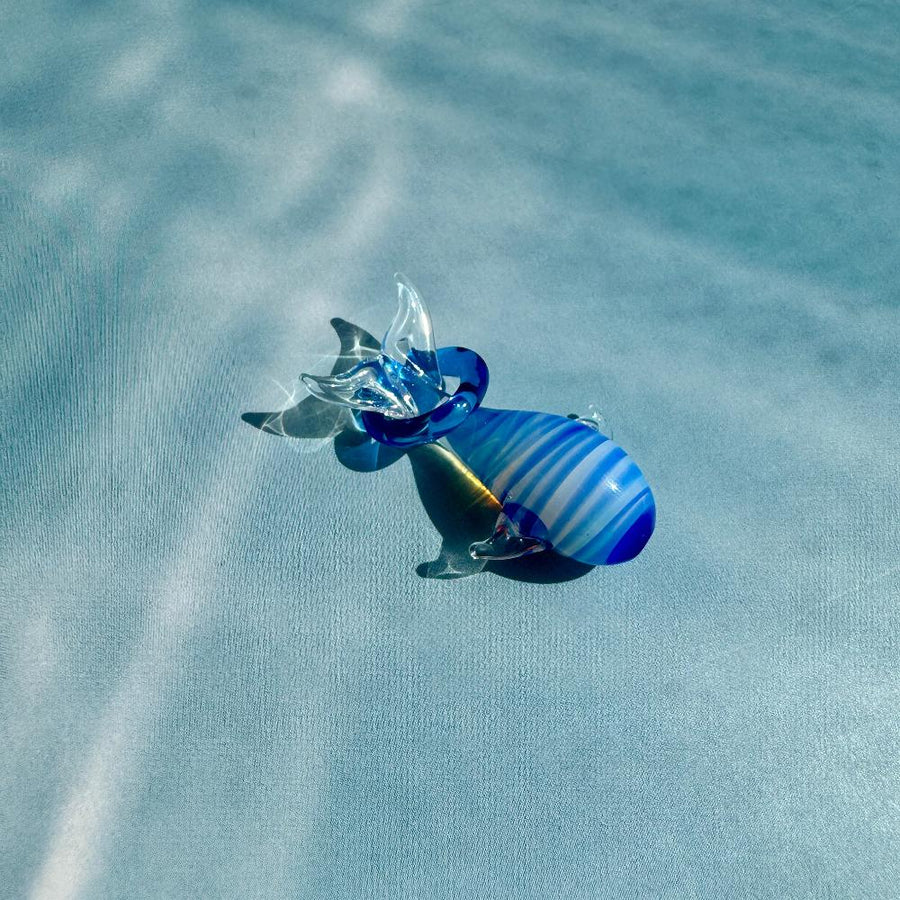 LuminaGlaze 3D Striped Glass Whale Pendant, Handmade Transparent Ocean Style DIY Charm (Chain Not Included) – product image 1