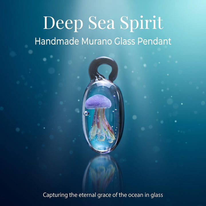 LuminaGlaze Black Base Glass Jellyfish Pendant – Handmade Lampwork, Deep Sea Night, Mysterious Translucent, Unique Design – product image 1