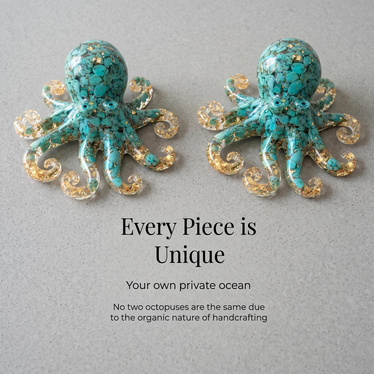 LuminaGlaze Unique art glass Glass Octopus Necklace Pendant, Adorned with Gold Leaf and Natural Turquoise – product image 7