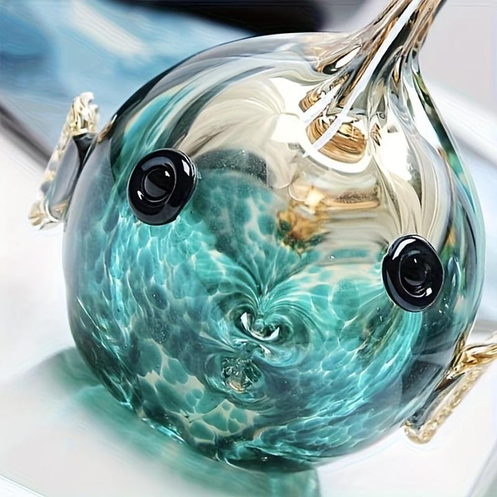 LuminaGlaze Handmade Crystal Glass Kissing Fish Figurine, Art Glass Bubble Fish Desktop Ornament for Home & Holiday Decor – product image 1