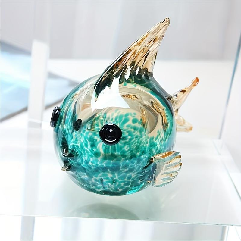 LuminaGlaze Handmade Crystal Glass Kissing Fish Figurine, Art Glass Bubble Fish Desktop Ornament for Home & Holiday Decor – product image 2