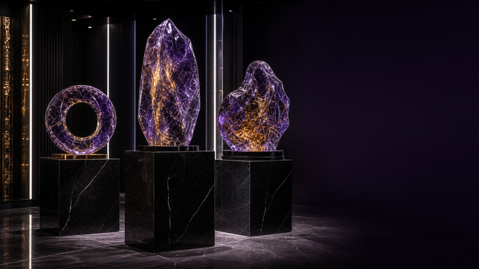 Sculptures monumentales en liuli LuminaGlaze