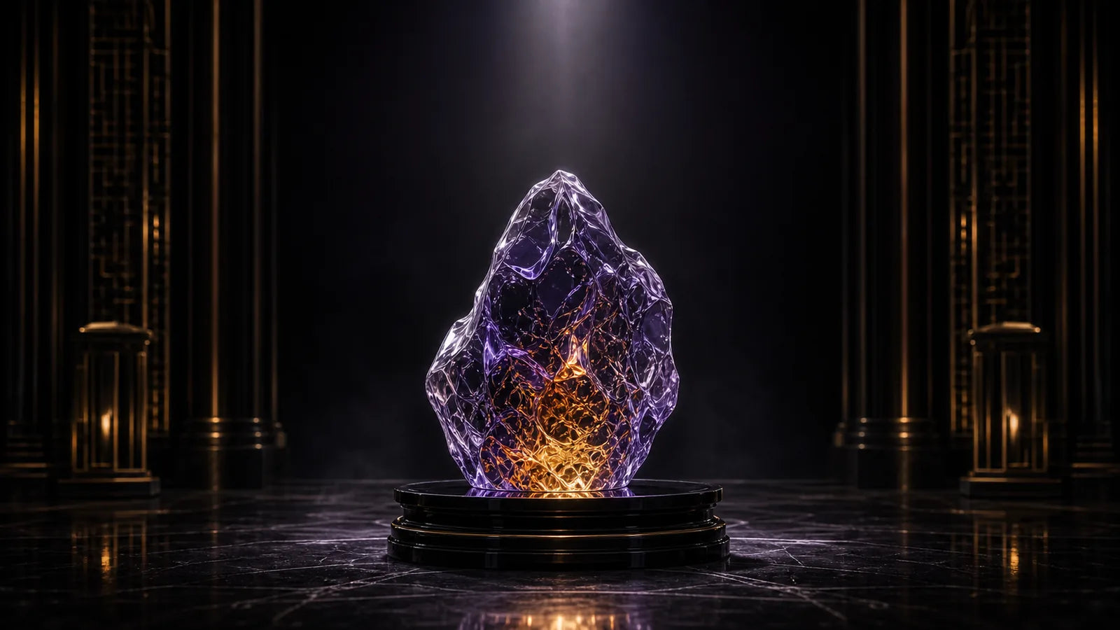 Abstract violet and gold brand artwork